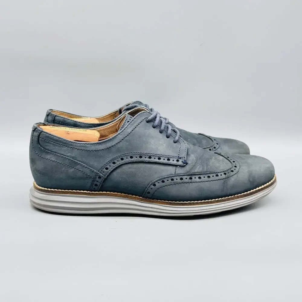 Cole Haan Shoes Mens 9 Blue Leather OriginalGrand Wingtip Oxford Dress Brogue